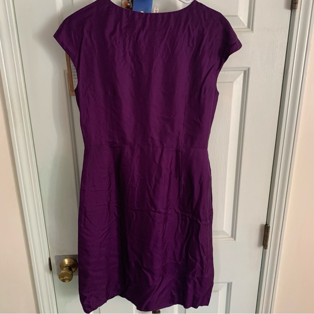 Banana Republic Purple 100% Silk Cap-Sleeve Midi Sheath Dress - Picture 2 of 7